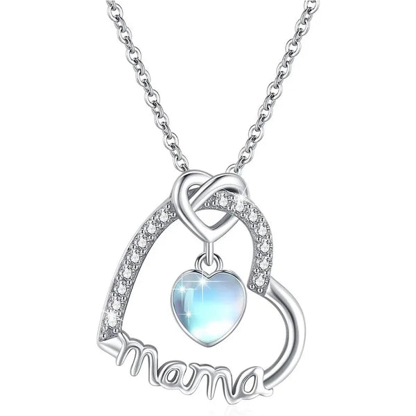 925 Sterling Silver Mama Heart Pendant Necklace