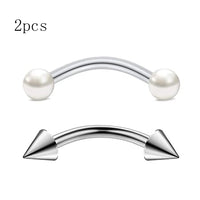 2pcs 16G Surgical Steel Curved Barbell Body Jewellery - 14 Options - 3 Sizes