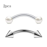 2pcs 16G Surgical Steel Curved Barbell Body Jewellery - 14 Options - 3 Sizes