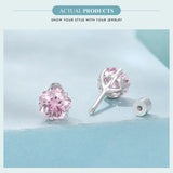 925 Sterling Silver Sakura Cut Screw-back Ear Stud Earrings - 2 Colours
