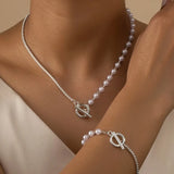 Stainless Steel Faux Pearl T Bar Set - 2 Colours