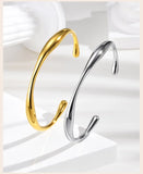 Stainless Steel Minimalist Open Cuff Bangle - 2 Colours