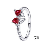 925 Sterling Silver Red Bow Matching Necklace Ring Earrings