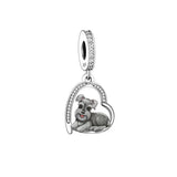 925 Silver Love You Forever Dog Hanging Charm - 33 Options