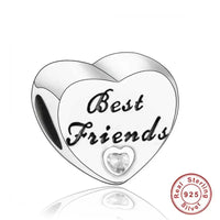 925 Silver Pink CZ Family Heart Charm - 50 Options