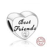 925 Silver Pink CZ Family Heart Charm - 50 Options