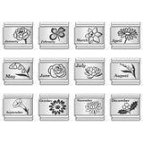 Stainless Steel Birthday Flower Italian Charm -- 12 Options