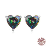 925 Sterling Silver 7MM Mystic Topaz Heart Stud Earrings