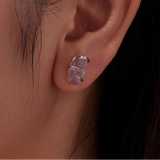 Fashion/925 Sterling Silver Amethyst Raw Crystal Stud Earrings