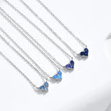 925 Sterling Silver Birthstone Heart Necklace - 12 Options