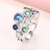 Fashion Multi-coloured Cubic Zirconia Circles Ring