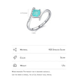 925 Sterling Silver Square Paraiba Tourmaline Ring