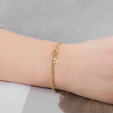 Stainless Steel Initial Love Knot Double Snake Chain Bracelet - 2 Colours - 26 Letters