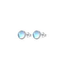 925 Sterling Silver Round Moonstone Stud Earrings - 3 Sizes