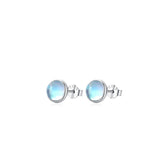 925 Sterling Silver Round Moonstone Stud Earrings - 3 Sizes
