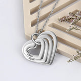 Customised Stainless Steel Engraved Name Hearts Necklace - 1 to 4 names