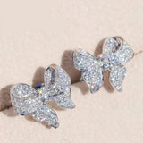 925 Sterling Silver Bow Pattern Stud Earrings