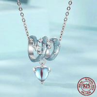 925 Sterling Silver Twisted Stars Hanging Heart Charm