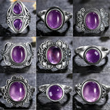 925 Sterling Silver Purple Stone Ring - 21 Designs