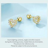 925 Sterling Silver Dainty Cubic Zirconia Heart Earrings - 2 Colours