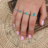 Stainless Steel Turquoise Colour Open Ring - 56 Options