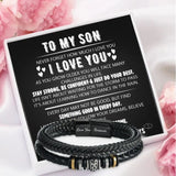 Stainless Steel Love You Forever Pleather Bracelet (Optional Box)