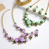 Fashion 2pc Floral Necklace and Earrings Set - 6 Colours