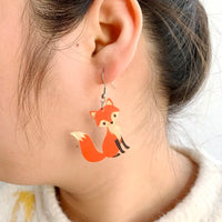 Orange And Red Fox Acrylic Drop Earrings