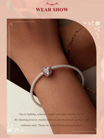 925 Sterling Silver Rose Gold Accent Love Heart Bead Charm