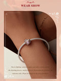 925 Sterling Silver Rose Gold Accent Love Heart Bead Charm