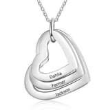 Customised Stainless Steel Engraved Name Hearts Necklace - 1 to 4 names