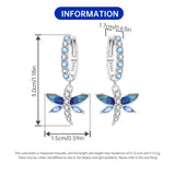 925 Sterling Silver Blue Butterfly Hoop Drop Earrings