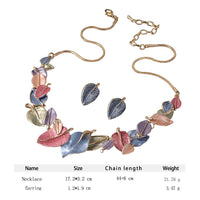 Statement Leaf Necklace and Earrings Set - 6 Colours