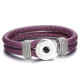 18mm Printed Rope or Plain Leather Snap Bracelet - 41 Options