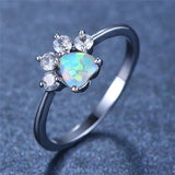 Fashion Created Opal/CZ Paw Ring - 3 Colours