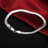 925 Sterling Silver Bracelet 6mm Flat Link Bracelet - 2 Sizes