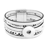 Fashion Multi-layer Wide Cuff Pu Leather 18mm Snap Bracelet - 26 Options