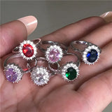 925 Sterling Silver CZ Classic Engagement Ring - 6 Colours