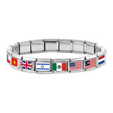 Stainless Steel World National Flag Italian Charm - 18 Options