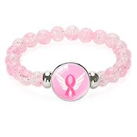 Fashion Breast Cancer Awareness Pink Ribbon Beaded Bracelet  - 8 Options