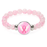 Fashion Breast Cancer Awareness Pink Ribbon Beaded Bracelet  - 8 Options