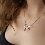 Stainless Steel Simple Horse Hollow Metal Pendant Necklace - 3 Colours - 6 Lengths