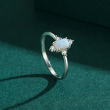925 Sterling Silver Opal Crown Ring