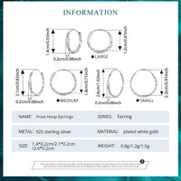 925 Sterling Silver Textured Hoop Earrings - 3 Sizes