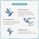 925 Sterling Silver Blue Hummingbird Earrings