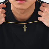 Stainless Steel Hollow Cross Necklace - 4 Lengths - 4 Chain Types - 3 Colours
