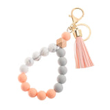 Fashion Silicone Beaded Tassel Keychain - 9 Options