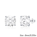 925 Sterling Silver Rose Cut Cubic Zirconia Stud Earrings - 10 Colours