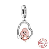 925 Silver Love You Forever Dog Hanging Charm - 33 Options