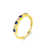 925 Sterling Silver Square Cubic Zirconia Stackable Ring - 2 Colours